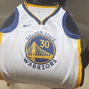 Stephen Curry 30 Nike Golden State Warriors White and Blue Jersey